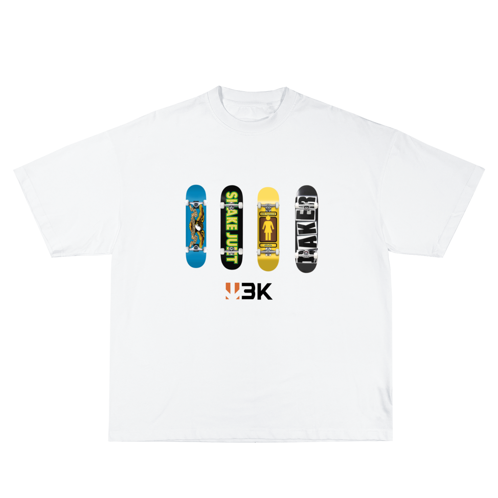 3K "FINGER SKATE" TEE BLANC